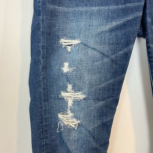 Abercrombie Harper Ankle Jeans sz 26 *short* Dark Wash Blue Skinny Denim Raw Hem - Picture 4 of 10